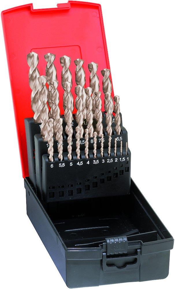 Format 1030 HSS-E spiral drill set DIN 338 - 19pcs, 1-10mm, cylindrical, TiN 130°