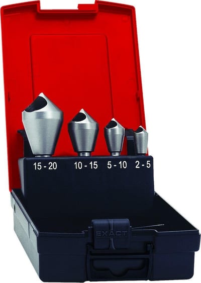 Format 1427 Hole Countersink Set DIN 335 HSS bright - 2-20mm, 90°, 4PCS, steel, alu, copper, brass, bronze