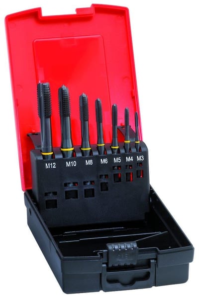 Format 1790 Chip Breaker Tap/Thread Drill Set HSS-E steam-treated - 14PCS, Metric, M3-M4-M5-M6-M8-M10-M12 + gevindbor: 2,5-3,3-4,2-5-6,8-8,5-10,2mm, M3-M12