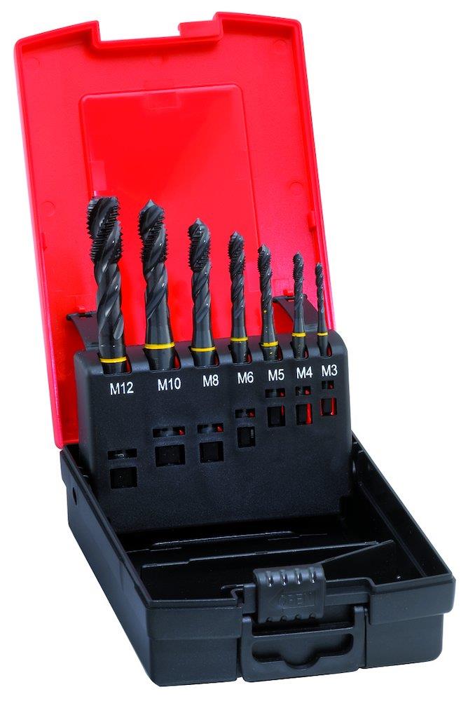 Format 1790 Spiral Tap/Thread Drill Set HSS-E steam-treated - 14PCS, Metric, M3-M4-M5-M6-M8-M10-M12 + gevindbor: 2,5-3,3-4,2-5-6,8-8,5-10,2mm, M3-M12