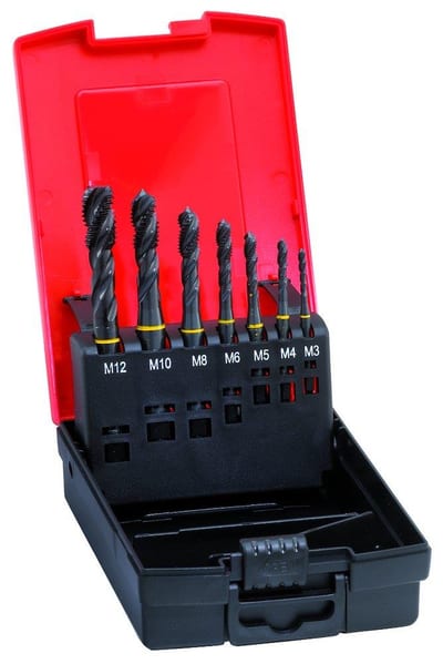 Format 1790 Spiral Tap/Thread Drill Set HSS-E steam-treated - 14PCS, Metric, M3-M4-M5-M6-M8-M10-M12 + gevindbor: 2,5-3,3-4,2-5-6,8-8,5-10,2mm, M3-M12