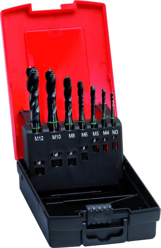 Format 1791 Spiral Tap Set HSS-E TiN - 7PCS, Metric, M3-M4-M5-M6-M8-M10-M12, M3-M12