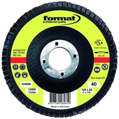 Format 8262 Flap Disc Flat 115 mm Bore 22.23 mm Grit 120 Zirconia