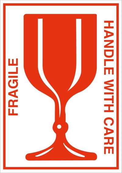 Fragile Handle with Care Safety Sign A6 Self-Adhesive