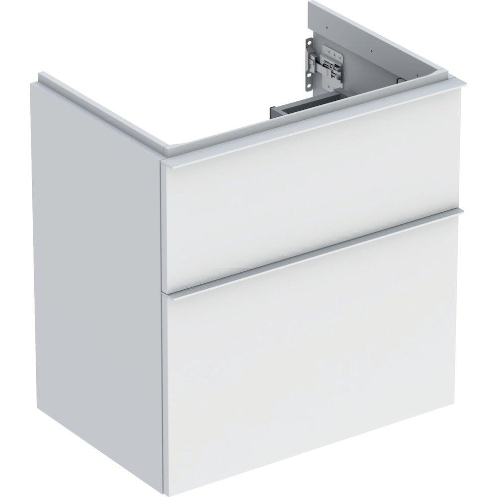Geberit iCon Compact Base Cabinet - 592 x 615 x 416 mm, Matte White, Two Drawers