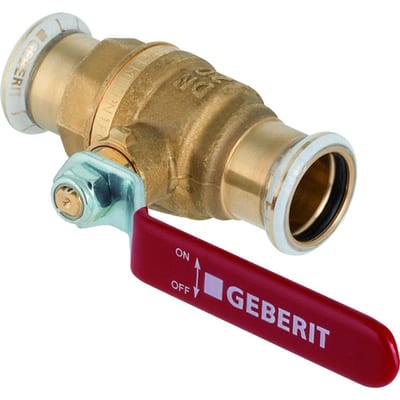 Geberit Mapress Press Ball Valve pres/pres - Normal, L-handle, brass, 54mm, 54mm