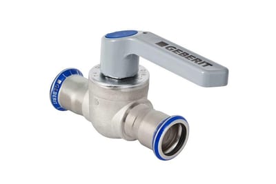 Geberit Mapress Press Ball Valve pres/pres - Normal, L-handle, CrNiMo-steel 1.4401 (EN 10088), 22mm, 22mm