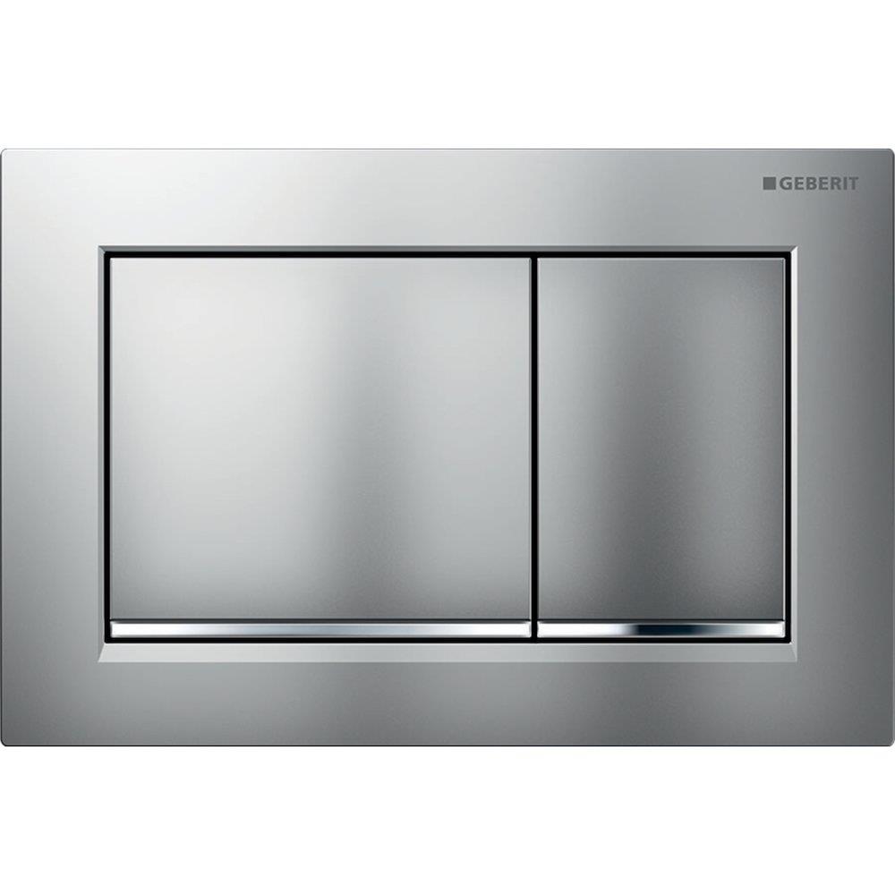 Geberit Omega 20 Flush Actuator Plate - Matte Chrome / Chrome, Dual-Flush, Mechanical