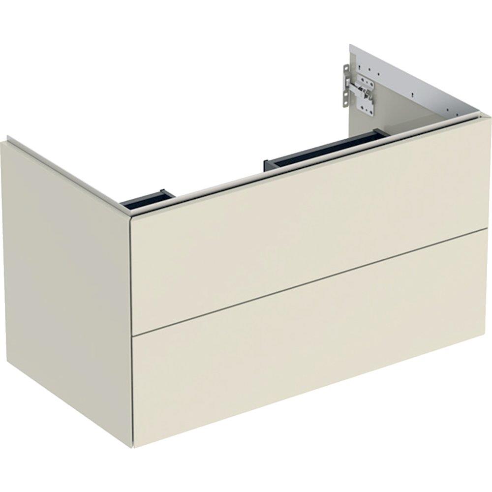 Geberit ONE Base cabinet sand-grey - 504mm, Lacquered high-gloss, 888mm, 470mm, grey, 2 drawers, Push-open only