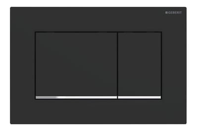 Geberit Sigma20 Dual-flush Actuator Plate - Front, Matte Black/Chrome Buttons, Mechanical