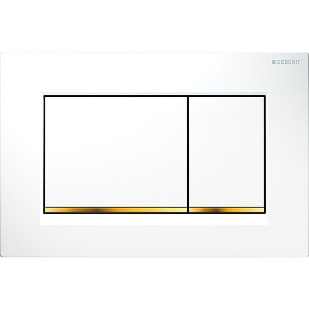 Geberit Sigma 20 Flush Plate - Front, White/Gold, Dual-Flush, Mechanical