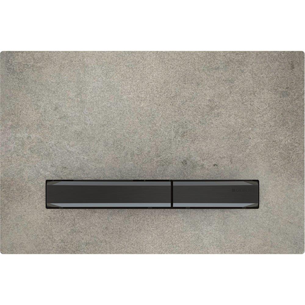 Geberit Sigma 50 Actuator Plate, concrete look, front, black / grey, dual-flush, mechanical