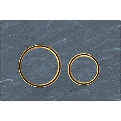Geberit Sigma50 Dual-Flush Actuator Plate - Mustang Slate, Grey/Brass Buttons