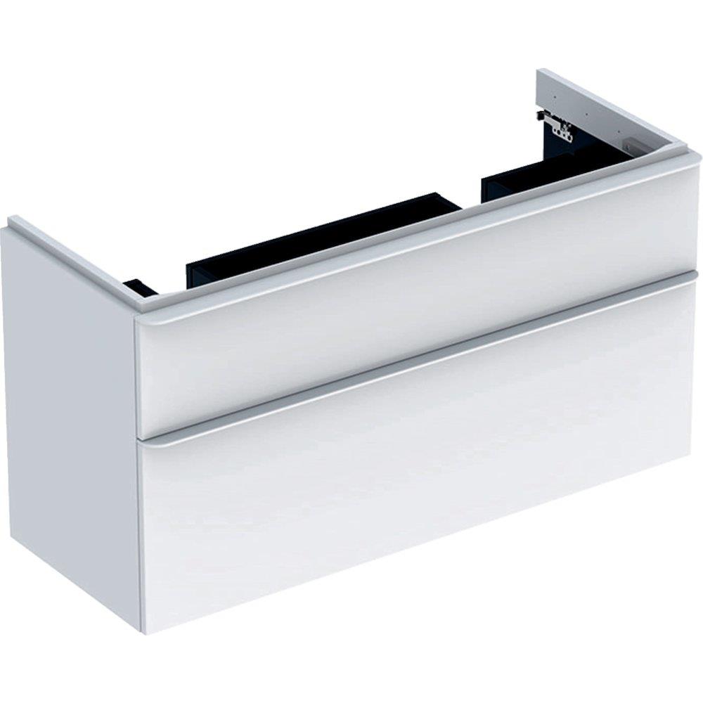 Geberit Smyle Base Cabinet - 617mm, lacquered, 1184mm, 470mm, white, 2 drawers, with handles