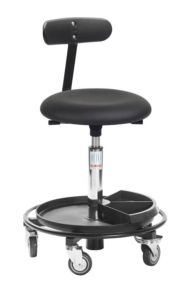 Global ESD Mechanic's Stool with tray & backrest - 810mm, 550mm