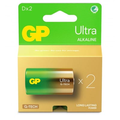 GP Ultra G-Tech Battery Alkaline - D (LR20), 2PCS, 1,5V