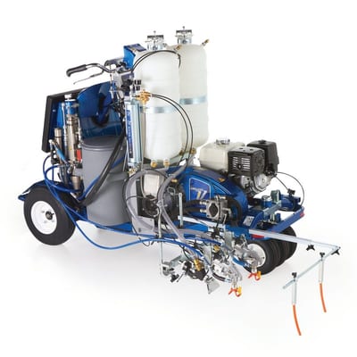 Graco LineLazer V 250DC HP Reflective Series Self-Propelled Gas Hydraulic Airless Line Striper, 2 Auto Guns, 2 Tanks