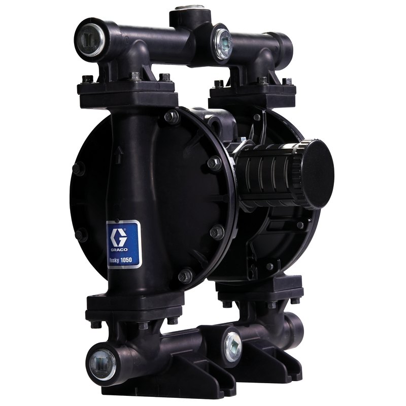 Graco Husky 1050 air-operated double diaphragm pump, aluminum fluid section, 1 in., Acetal seats, PTFE balls, PTFE/EPDM 2-Piece diaphragm 647075