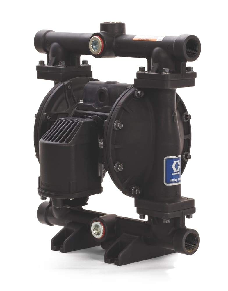 Graco Husky 1050 air-operated double diaphragm transfer pump, aluminium, 1 in. NPT, fuel transfer, TPE (Hytrel) seats, Acetal balls, TPE (Hytrel) diaphragm