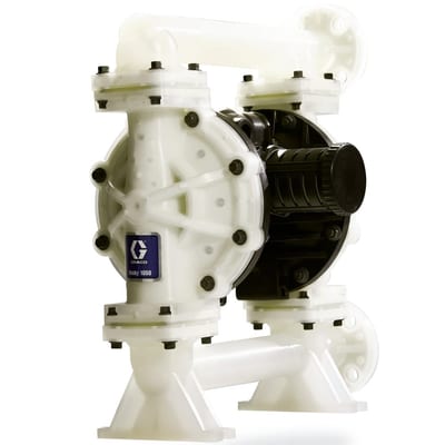 Graco Husky 1050 air-operated double diaphragm pump, polypropylene, 1 in. NPT, end flange, polypropylene seats, TPE (Hytrel) balls, TPE (Hytrel) diaphragm
