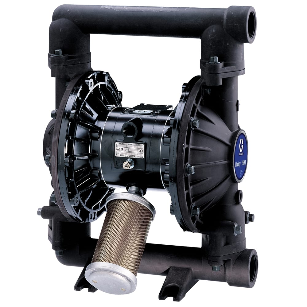 Graco Husky 1590 air-operated double diaphragm pump, aluminium, 1-1/2 in. NPT, TPE (Hytrel) seats, TPE (Hytrel) balls, TPE (Hytrel) diaphragm