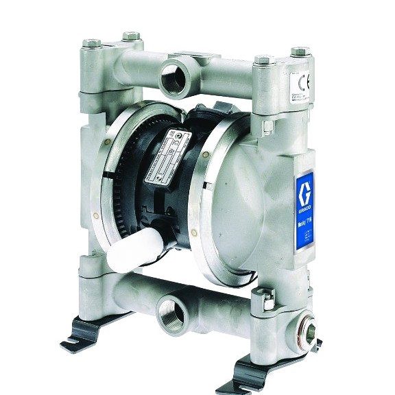 Graco Husky 515 air-operated double diaphragm pump, stainless steel, 1/2 in. BSPT, Acetal seats, TPE (Hytrel) balls, TPE (Hytrel) diaphragm
