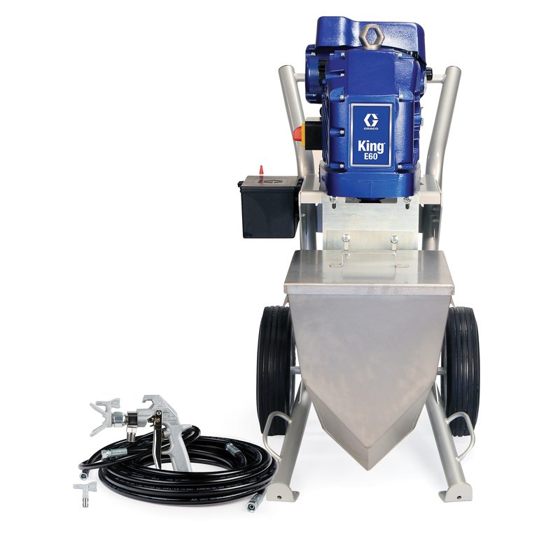 Graco King E60 Heavy Fluids Heavy Duty Cart Hopper No Filter Gun Hose Whip Tip