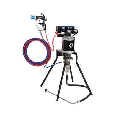 Graco Merkur ES 30:1 air-assisted airless sprayer package, stand mount, PerformAA 50 Air Assist gun, stainless steel pump sleeve, with suction hose