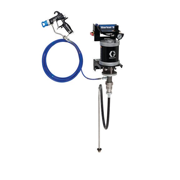 Graco Merkur ES 30:1 airless sprayer package, wall mount, PerformAA 50 Airless gun, with suction hose
