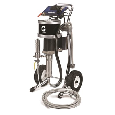 Graco Merkur Standard 36:1 1.6 gpm airless sprayer package, cart mount, stainless steel pump sleeve, with XTR-5 spray gun, 512 xhd tip, fluid hose, fluid filter