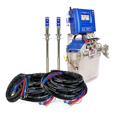 Graco Reactor 3 H-30 Elite Tier Spray Foam Proportioner Package, 200 ft Internal Heated Hose, 20 ft Xcelerator Whip Hose, Core E1 Transfer Pumps, 60 Hz