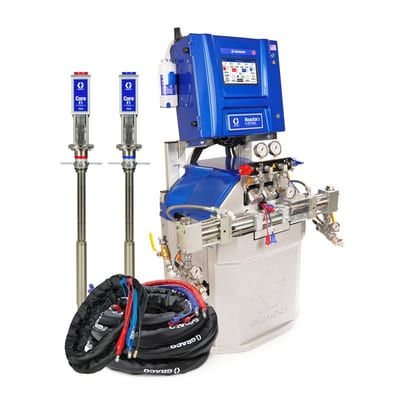 Graco Reactor 3 H-XP3 Elite Tier Polyurea Proportioner Package, 300 ft Internal Heated Hose, 20 ft Xcelerator Whip Hose, Core E1 Transfer Pumps, 200V