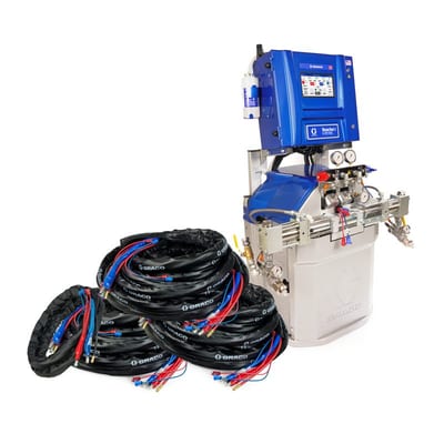 Graco Reactor 3 H-XP3 Elite Tier Polyurea Proportioner Package, 300 ft Internal Heated Hose, 20 ft Xcelerator Whip Hose, 230V