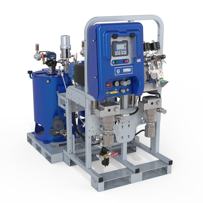 Graco XM50 System, 480V, Alternator Power, Explosion Proof Vison HF Heaters, No Junction Box, Heated Tanks, Agitators, Feed Pumps