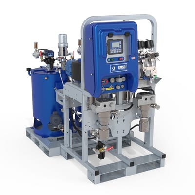 Graco XM50 System, 480V, Alternator Power, Explosion Proof Vison HF Heaters, No Junction Box, Heated Tanks, Agitators, Feed Pumps