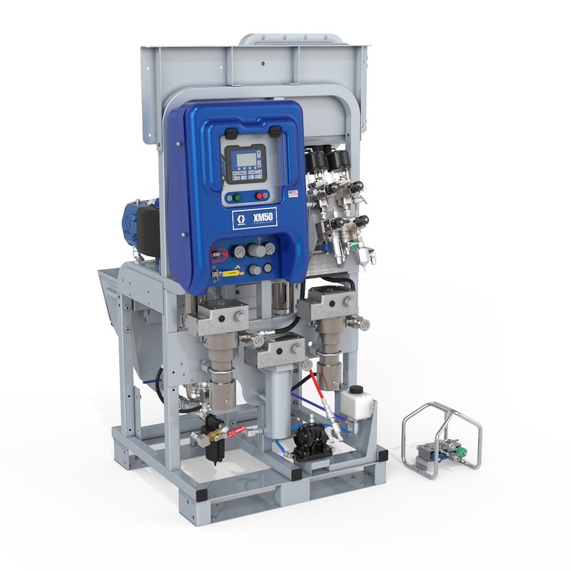 Graco XM70 System, 240V, Alternator Power, EX Viscon HF Heaters, EX Junction Box, Hoppers, Remote Manifold, Water Heated Hose Control