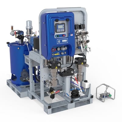 Graco XM70S Skid System, Non-Hazardous, with Water Jacketed Hose and 25 Gallon Heated Hoppers, 240V