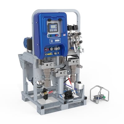 Graco XM50, 240V, Alternator Power, EX Viscon HF Heaters, No Junction Box, Hoppers, Remote Manifold, Water Heated Hose Control