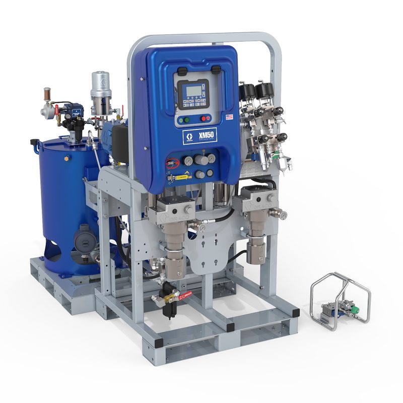 Graco XM70 System, 480V, Alternator Power, EX Viscon HF Heaters, No Junction Box, Heated Tanks, Agitators, Feed Pumps, Remote Manifold