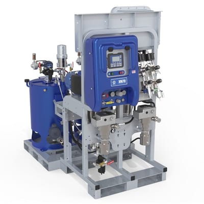 Graco XM70 Skid System, Hazardous Location Components, with Electric Heated Hose and 25 Gallon Heated Hoppers, 480V