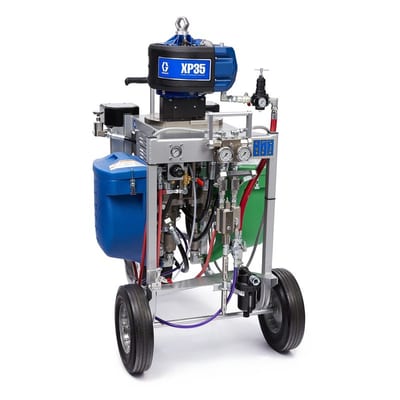 Graco XP35 Hazardous Location Spray Package, Cart, 1:1 Mix Ratio, Hopper, Solvent Pump, Heaters, XTR Gun, 240V