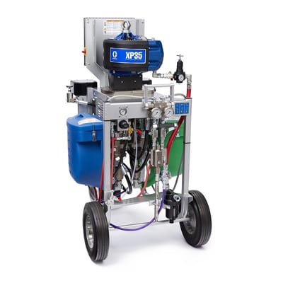Graco XP35 Non-Hazardous Spray Package, Cart, 1:1 Mix Ratio, Hopper, Solvent Pump, Heaters, Junction Box, XTR Gun, 240V