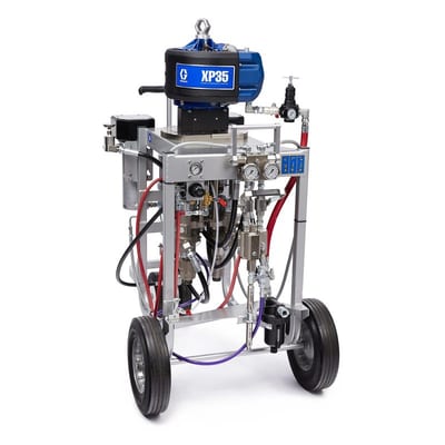 Graco XP35 Hazardous Location Spray Package, Cart, 1:1 Mix Ratio, Solvent Pump, Heaters, XTR Gun, 240V