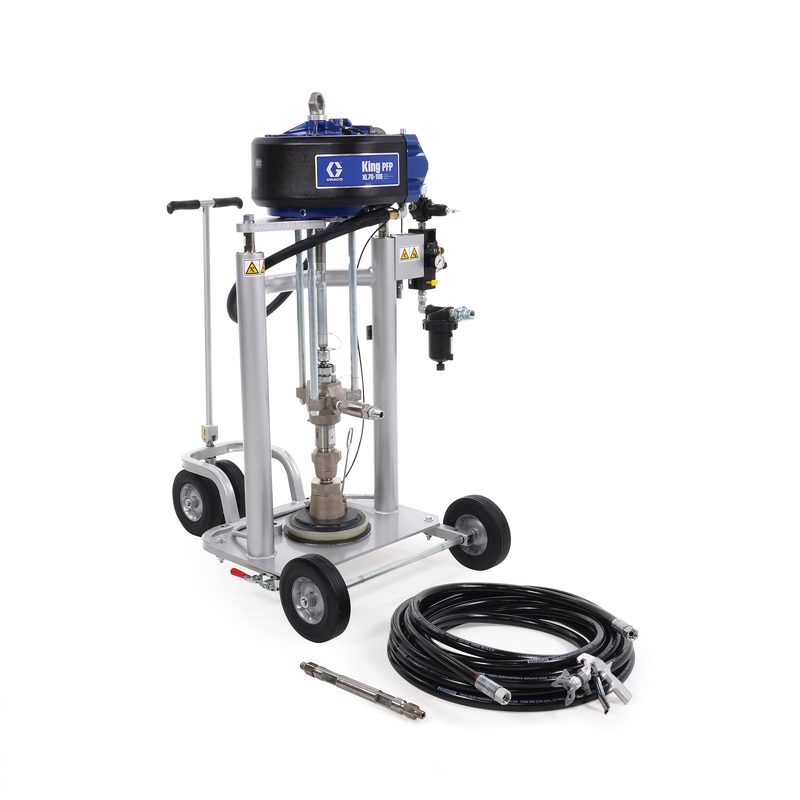 Graco King PFP XL70-180 Cart-Mounted Single-Component Sprayer with 75 ft (23 m) Spray Line, XHF Gun, and 429 Tip