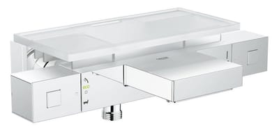 Grohe Cube bath/shower thermostat plate — chrome, 2 handles, spout incl.