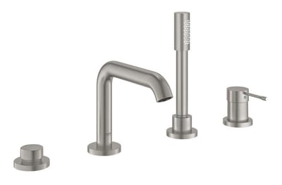 Grohe Essence bath/shower faucet supersteel — 4 holes, 1 handle, spout incl.