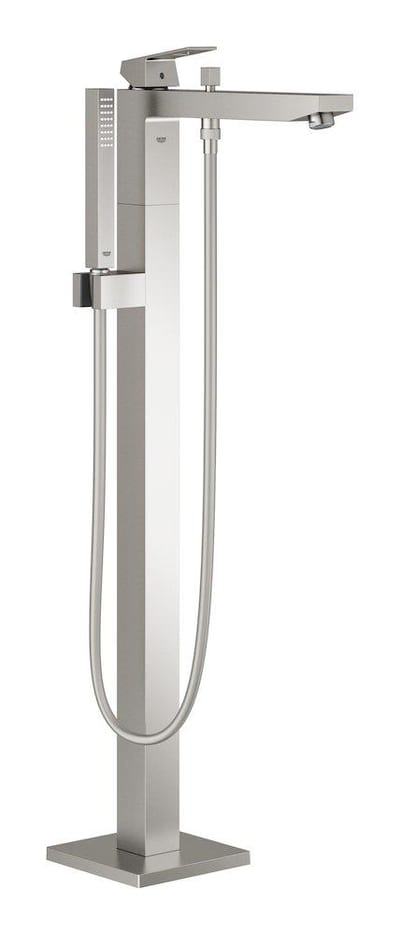 Grohe Eurocube bath column supersteel — 1 handle, steel, spout incl., downward