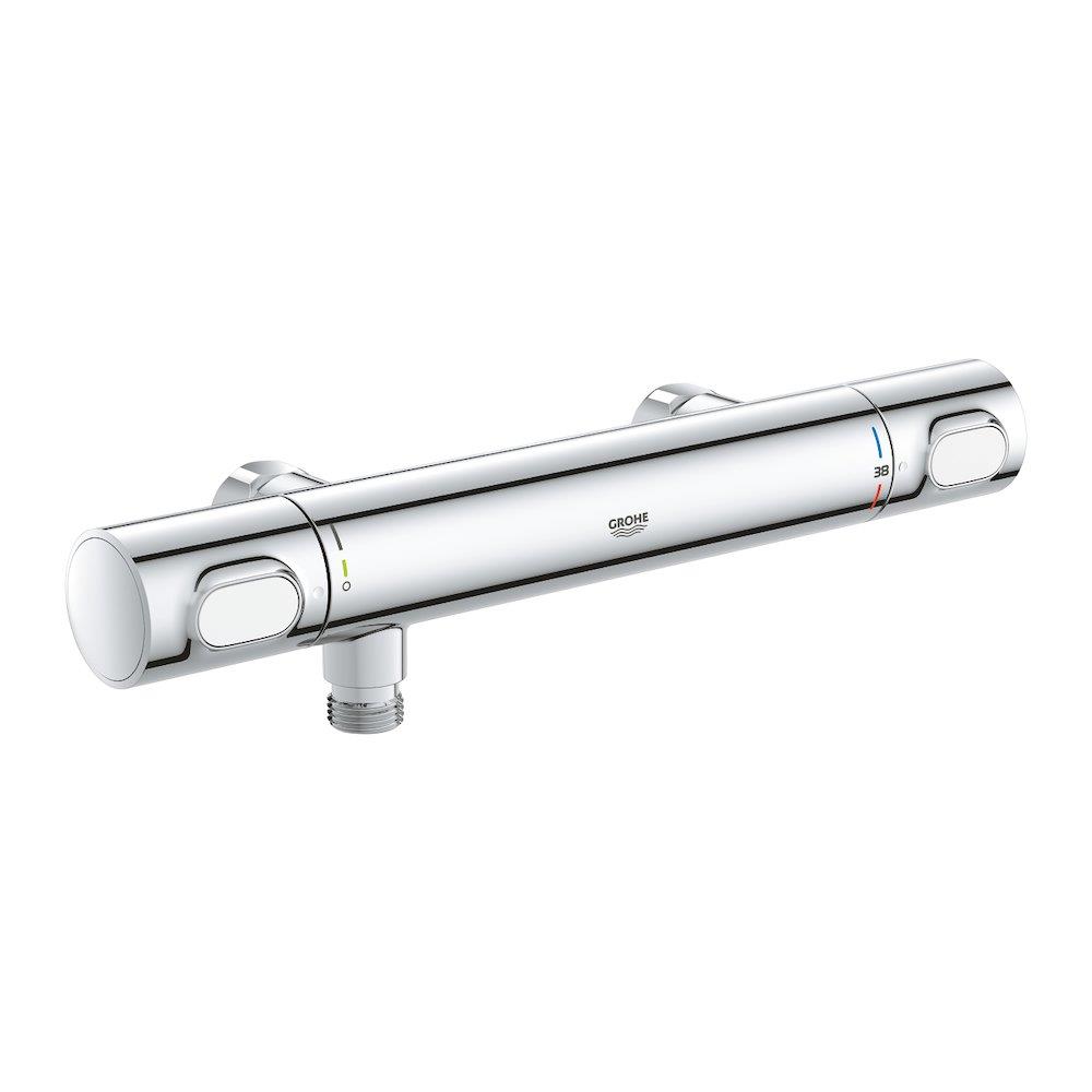 Grohe Grohtherm 500 Thermostat Faucet - 2-Handle, Chrome, Downward 1/2", No Rosettes