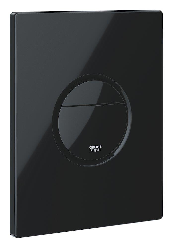 Grohe Nova Cosmopolitan Dual-Flush Actuator Plate, Glossy Black - Pneumatic Top/Front