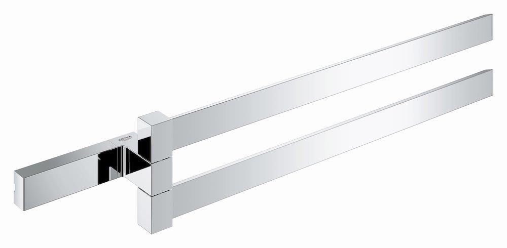 Grohe Selection Cube Towel Holder - Double, 400mm, 55mm, Chrome-Plated, Metal, Polished